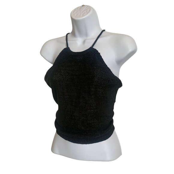 Wild Fable Womens Black Halter Neck Knit Crop Top w/ Adjustable Tie Back Small - Picture 10 of 16
